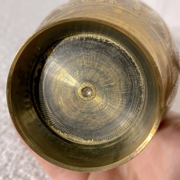 Vintage Elegant Brass Vase W Floral Pattern - Picture 6 of 10